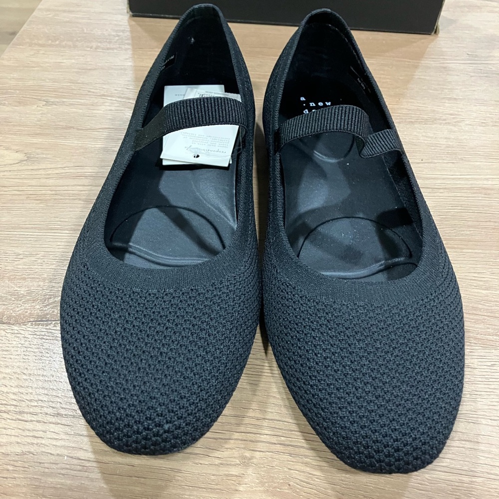 A New Day Black Women's Mary Jane Knit Shoes